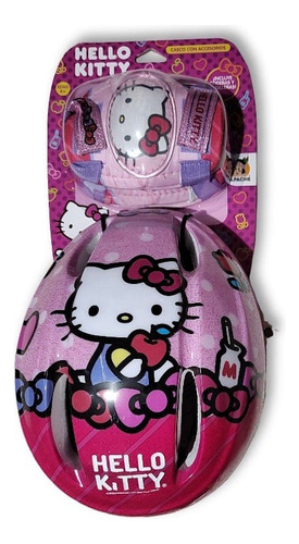 Kit De Protección Hello Kitty (casco, Coderas Y Rodilleras)