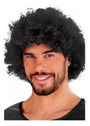 Peluca Pelo Cotillon Disfraz Super Afro Payaso Negro Ondas