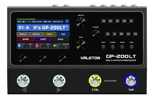 Pedal De Efecto Valeton Gp Multi-effects Processor Gp-200lt  Negro