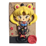 Set Iman Decorativo Hecho Mano Sailor Moon Luna Kawai Chibi 