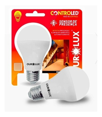 Lâmpada Inteligente Controled 9w Sensor De Presença Ourolux