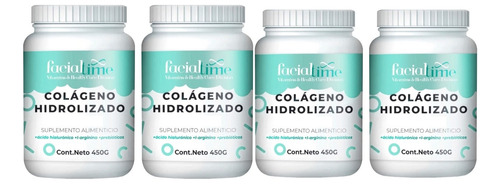 Kit 4 Colágeno Hidrolizado Puro + Ácido Hialurónico 450 Gr