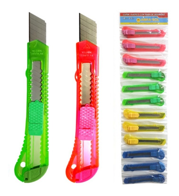 CUTTER HOJA 18 GRANDE TIRA X 12U PLASTIC - ABRASOL