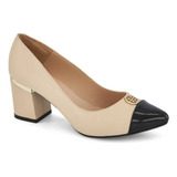 Zapatilla Elegante Beige Negro Hebilla Andrea Mujer 3347805