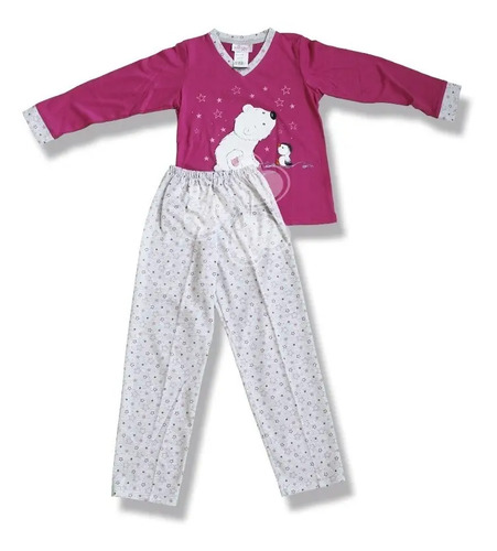 Pijama Algodón Manga Larga Pantalón Oso Sleepy 5132 Niña