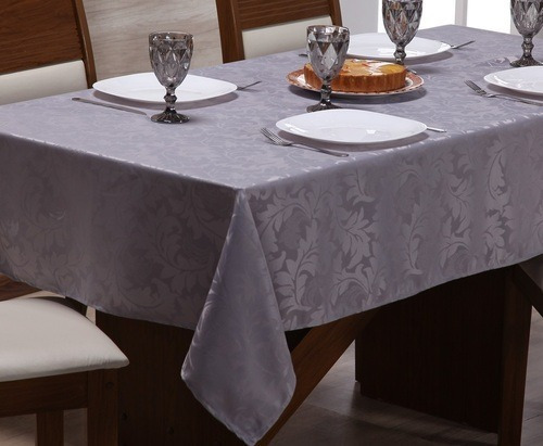 Toalha De Mesa Jacquard Glamour Branca - 4 Cadeiras