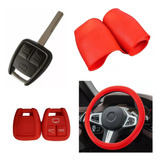 Cubre Volante + Funda Llave Silicona Chevrolet Celta - Rojo