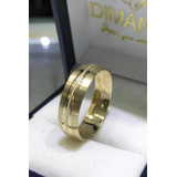 Anillo De Boda Oro 10k 6mm Ancho Carrucha Central Con Mate