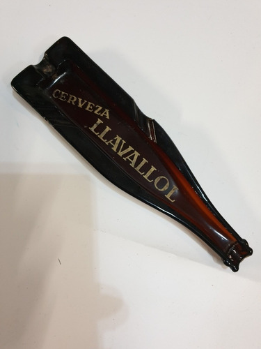 Antiguo Cenicero De Vidrio Publicidad De Cerveza Llavallol