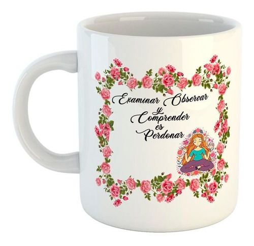 Taza De Ceramica Yoga Frase Salud Meditacion Rosas