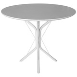 Mesa Nami Redonda Tampo Mdf 80cm Pé 4 Apoio Metal Aço  