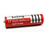 Pila Recargable Luting Medida Lt 18650 Cilíndrica - 1 Pieza -  Roja 6800 4.2v Mah Litio 