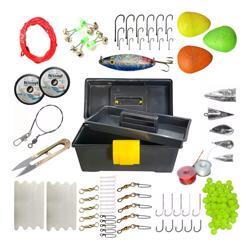 Kit Caja De Pesca Variada Completa Accesorios Infaltables