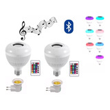 Kit C/  2 Lâmpada Led Musica Rgb Colorido Bluetooth Caixa De Som Com Controle + Soquete Tomada