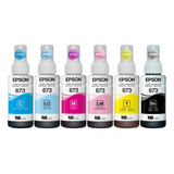 Kit Com 6 Refis De Tinta Epson 673 Original L800 L805 L810 L850 L1800 