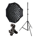 Kit Softbox Godox 80cm Com Grid + Tripé E Suporte De Lâmpada