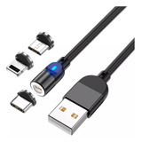 Cable Usb Magnetico 3 En 1 Carga Rapida Alta Calidad 2 Mts