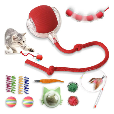 Set De Juguetes Para Gatitos 360 Juguete Bola Duradera Y Recargable Por Usb Ideal Para Gatos Y Perros Pequeños Gira Bola Giratoria Con Catnip Juguete Para Gato Campanas Y Plumas Juego 13 Piezas