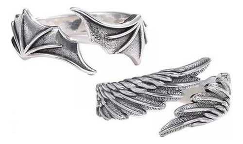 . 2xangel Demon Wing Parejas Anillos Hombres Mujeres Tamaño