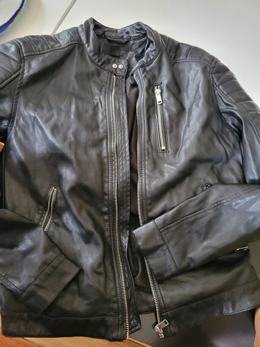 Campera H&m Símil Cuero Hombre S