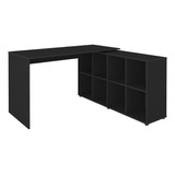 Mesa Escrivaninha Em L 140x130cm 8 Nichos Eron A06 Preto