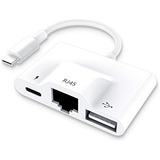 Adaptador Usb C A Ethernet, Adaptador Ethernet 3 En 1 Rj45 A