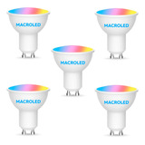 Combo X5 Lámpara Led Macroled Dicroica Wifi 5w Smart Rgb