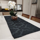 Caminho Trilho De Mesa Tecido Jacquard 1,40mx0,50m - Preto