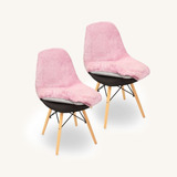 Capa Felpuda Para Cadeira Eames Pelo Baixo: Rosa - 2 Pçs