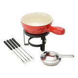 Aparelho De Fondue Cerâmica 8 Peças Vermelho - Lyor