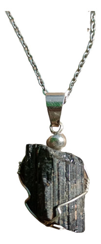 Collar-cadenita-acero-piedra-turmalina-engarce Artesanal-02