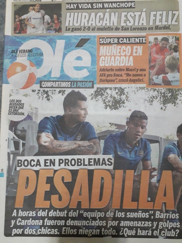 Diario Ole 17 Enero 2018 Cardona Barrios Boca