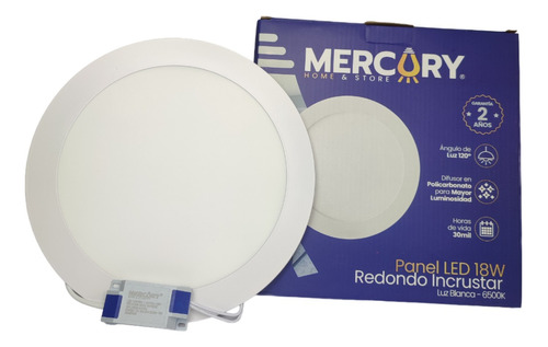 Panel Led Redondo Incrustar 18w 6500k Luz Blanca - Mercury