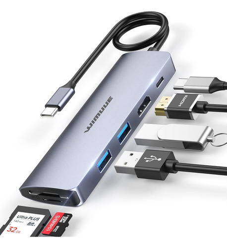 Hub Usb C, Adaptador Multipuerto De Concentrador Usb 3.0 7 E