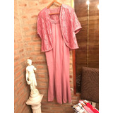 Vestido Fiesta Con Chaqueta De Encaje Rosa Viejo Talle 3 