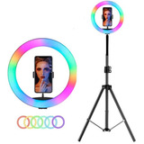 Aro Luz Led 33cm Colores Ajustable Selfie Video + Trípode