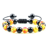 Pulsera Cuarzo Onix - Bola Dragon Tejida + Estuche Gamushop