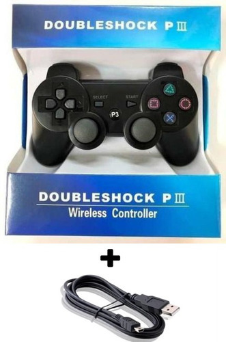 Controleps3 Compatível Dual Shock Wirelless Sem Fiocor Preto