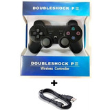 Controleps3 Compatível Dual Shock Wirelless Sem Fiocor Preto