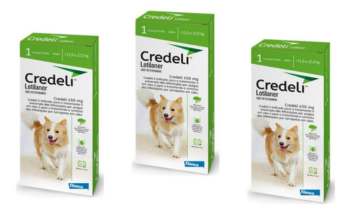 03 Credeli Antipulgas Carrapatos Cães 11kg A 22kg 1 (compr)