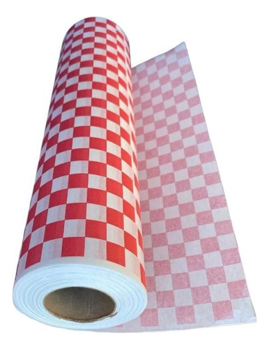 Rollo De Papel Antigrasa 37,5 X 100m Cuadros Rojos