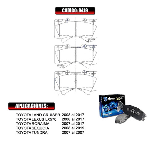 Pastilla De Freno Delanteras Toyota Land Cruiser 2014  8419 Foto 2