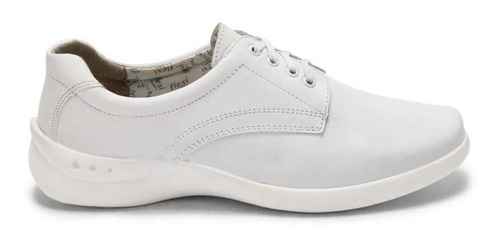 Zapato Confort Color Blanco Para Mujer Piel Tacon Bajo Flexi