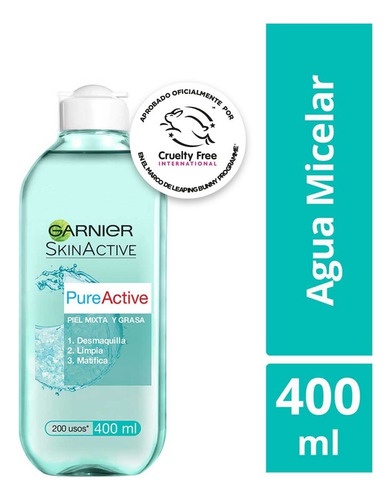 Agua Micelar Matificante Garnier Pure Active 3 En 1 - 400ml