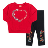 Conjunto Casaco Moletom Vermelho E Calça Legging Azul