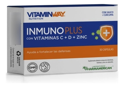 Vitamin Way Inmuno Plus Con Vitaminas C D + Zinc 30 Capsulas Sabor S/sabor