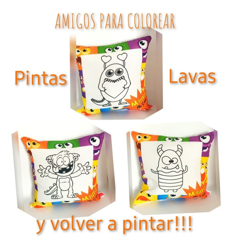 Souvenir Almohadon Para Pintar Monstruo Personalizado X10