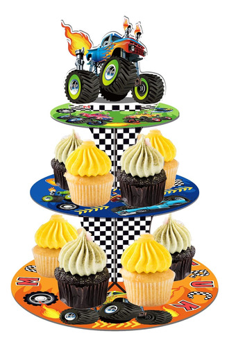 Lide Road Soporte De 3 Niveles Monster Truck Cupcake Stand M
