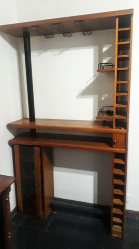 Mueble Barra Desayunador Madera Maciza Copero Cava Vino Vidr