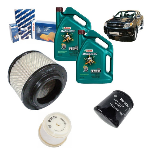 Kit 3 Filtros Bosch Toyota Hilux 2.5 3.0 D4d Castrol 10w40